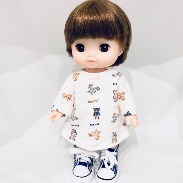 メルちゃん レミン ソランちゃん Tシャツワンピース 長袖 服 くま柄