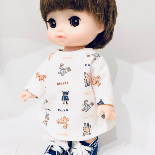 メルちゃん レミン ソランちゃん Tシャツワンピース 長袖 服 くま柄