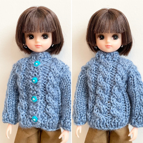 リカちゃん 2way カーディガン セーター ブライス リカちゃん 2way 縄編み カーディガン セーター ブライス