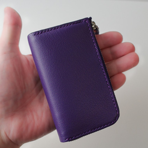 L字ファスナーカード入れ 大容量 紫（パープル） 【財布としても使える
