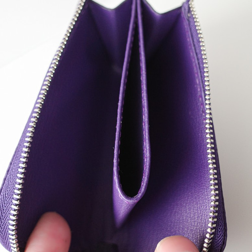 L字ファスナーカード入れ 大容量 紫（パープル） 【財布としても使える