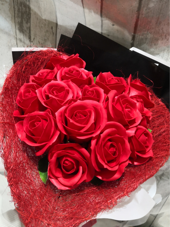 ソープフラワー花束 ハート15本タイプ フラワーギフト アートフラワー