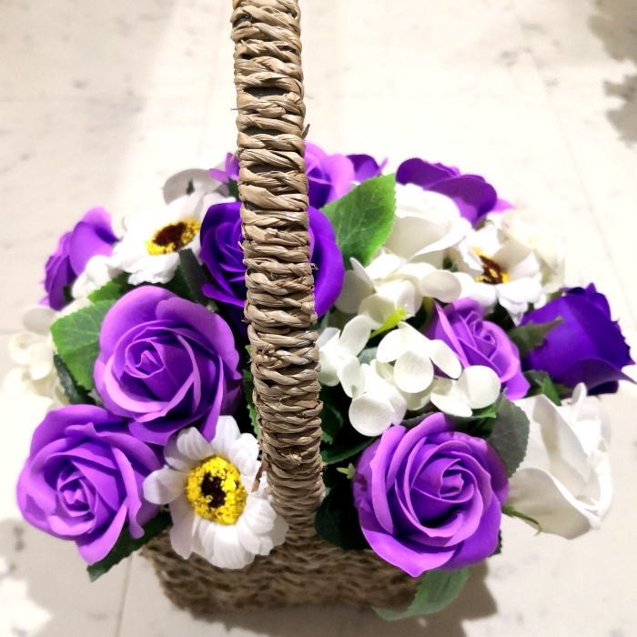 ソープフラワー 花かご 薔薇 フラワーバスケット