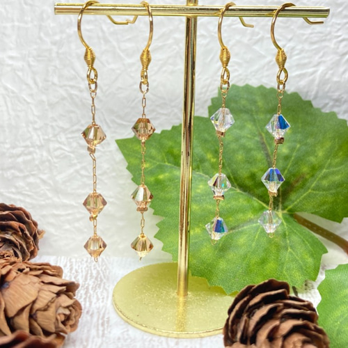 チョコ様 SWAROVSKI ハート型ロングピアス チョコ様 SWAROVSKI ハート