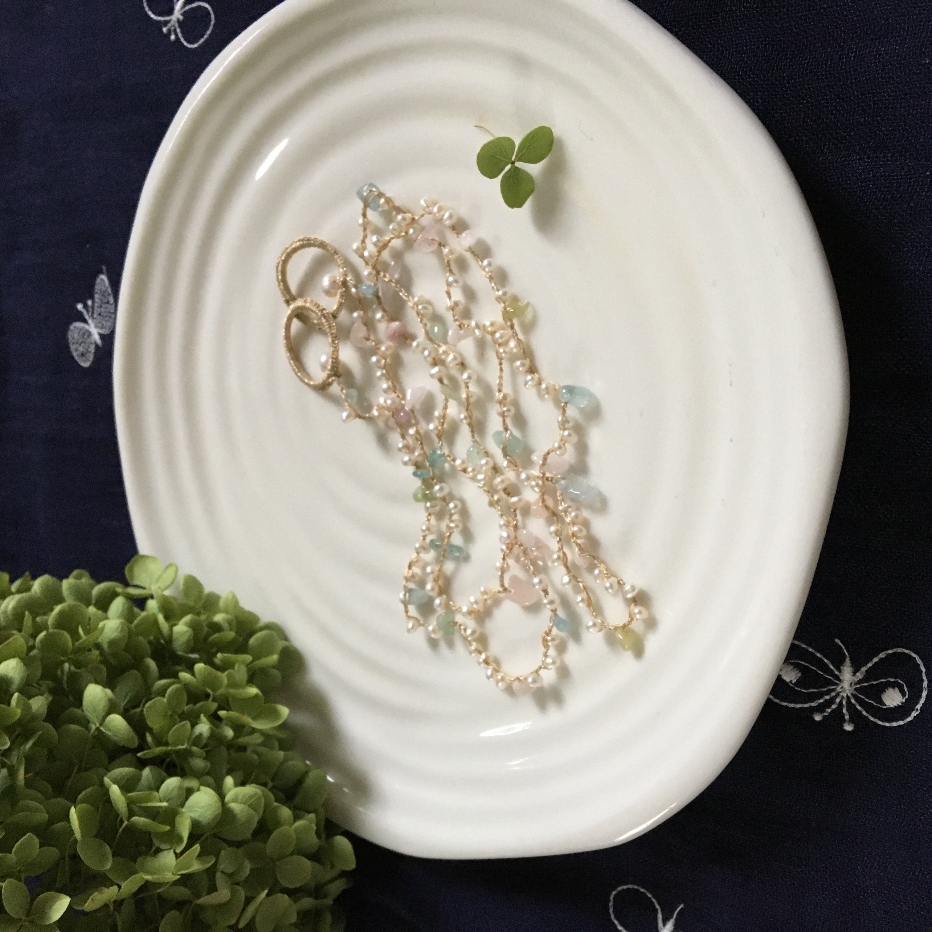 淡水パールxミックスベリルｰｰ4way long necklaceｰｰ