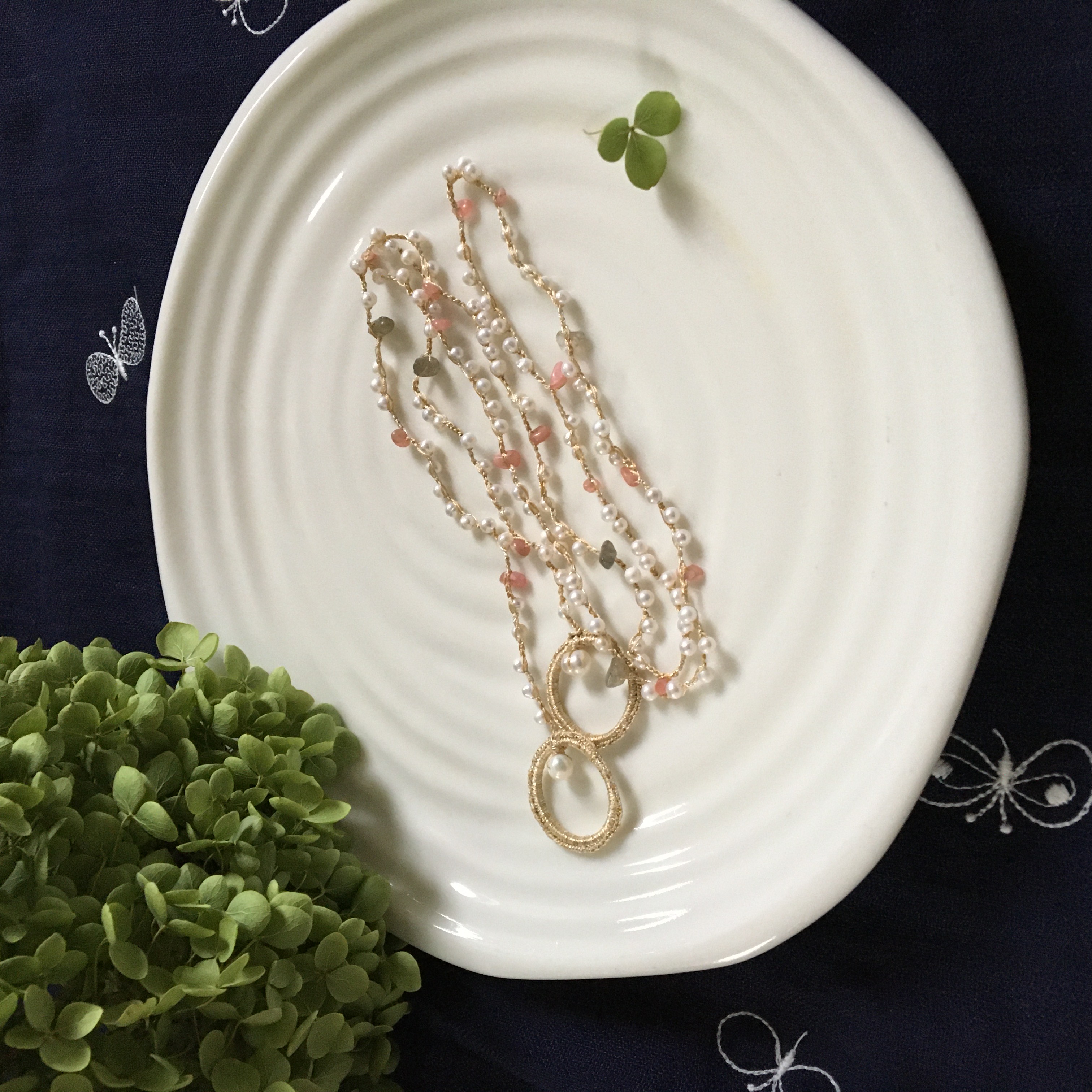 淡水パールxインカローズxラブラドライトｰｰ4way long necklaceｰｰ