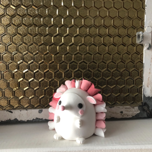 花ねずみハリネズミ粘土マスコットフラワーネズミ その他人形 **mococo