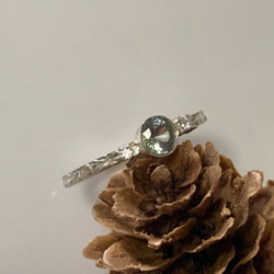 ブルーグリーンタンザナイト(非加熱ゾイサイト)とダイヤモンドのsilverリング　 　 1枚目の画像