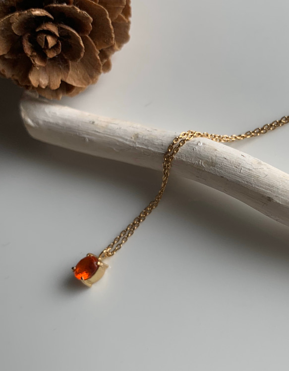 ファイヤーオパール の k18gold プチネックレス ネックレス