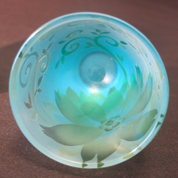 大輪のグラス　ターコイズブルー被せ硝子 2枚目の画像
