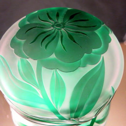 サンドブラスト　蓋付ガラス菓子鉢 1枚目の画像