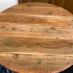 大人気シリーズ 丸テーブル 無垢 古材 足場板 ダイニングテーブル 鉄脚 アイアン 4人 ナチュラル カフェ 2枚目の画像