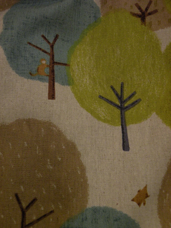日本製森柄コットンリネンギャザースカート　秋 3枚目の画像