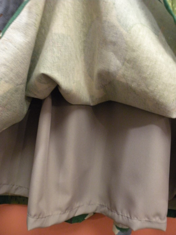 再販　日本製森柄コットンリネンギャザースカート　春 4枚目の画像