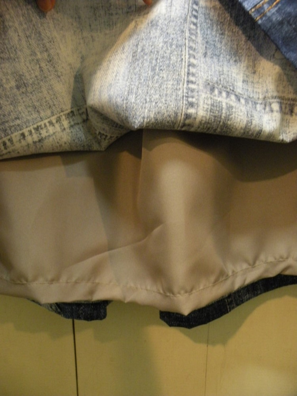 送料無料！日本製デニムポケットプリントギャザースカート 7枚目の画像
