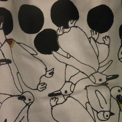 日本製ペンギン柄コットンギャザースカート 2枚目の画像