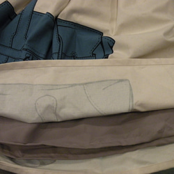 日本製バッグ柄コットンギャザースカートブルー 2枚目の画像