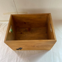 木箱　ウッドボックス　犬型シルエット　アンティークブラウン　送料無料　m201004-9 3枚目の画像