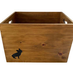 木箱　ウッドボックス　犬型シルエット（フレンチブルドッグ）　アンティークブラウン　送料無料　m201017-15 1枚目の画像