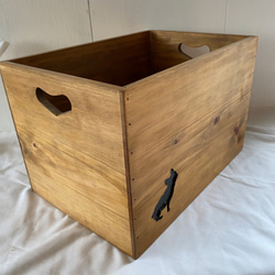 木箱　ウッドボックス　犬型シルエット（フレンチブルドッグ）　アンティークブラウン　送料無料　m201017-15 2枚目の画像