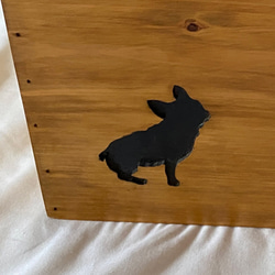 木箱　ウッドボックス　犬型シルエット（フレンチブルドッグ）　アンティークブラウン　送料無料　m201017-15 4枚目の画像