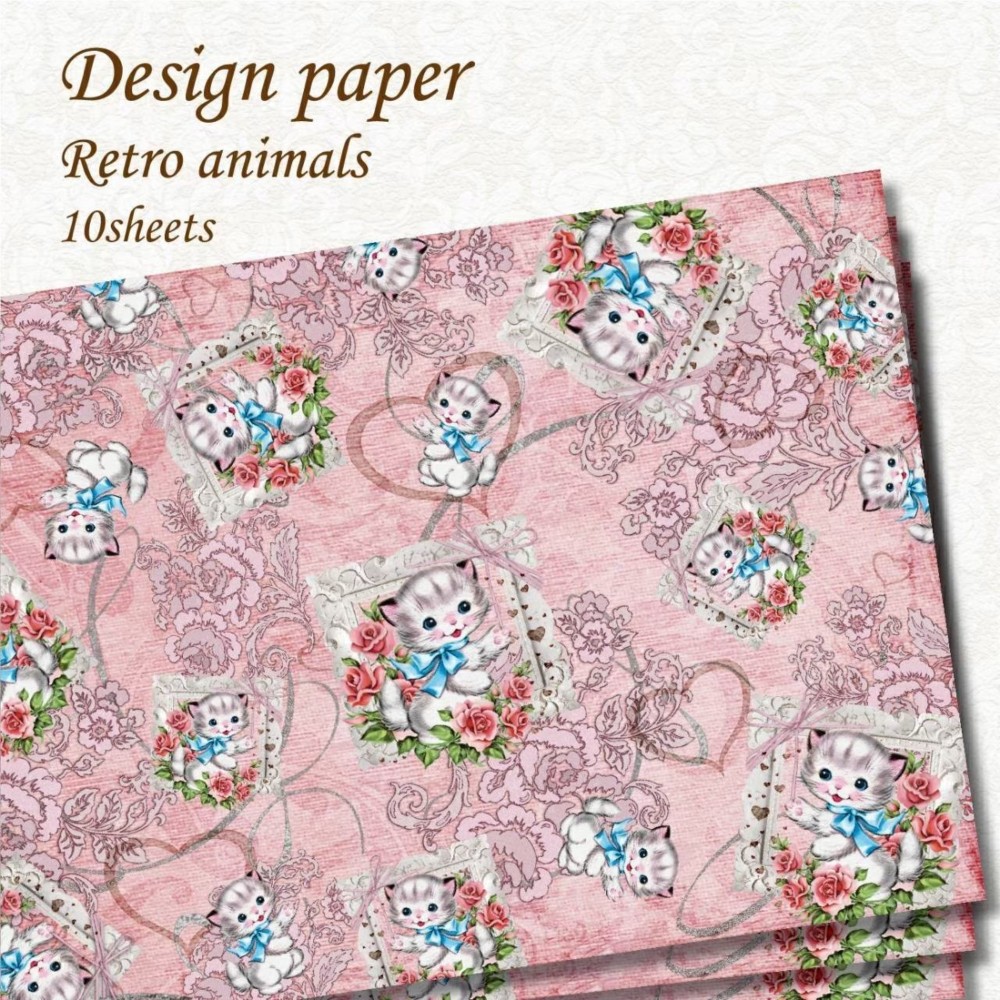デザインペーパー おすそ分けセット C ♡20枚 レトロアニマル デザペ デザインペーパー おすそ分けセット C ♡20枚 レトロアニマル デザペ