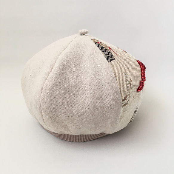 ハイヒール柄のゴブラン織りが可愛い❤︎麻の生成りベレー帽 8枚目の画像