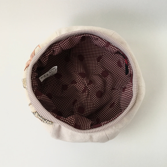 ハイヒール柄のゴブラン織りが可愛い❤︎麻の生成りベレー帽 9枚目の画像