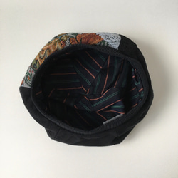 ゴブラン織り&黒ニットのレース付きベレー帽 9枚目の画像