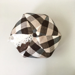 レース&プリーツが可愛い❤︎茶色のチェックベレー帽 6枚目の画像