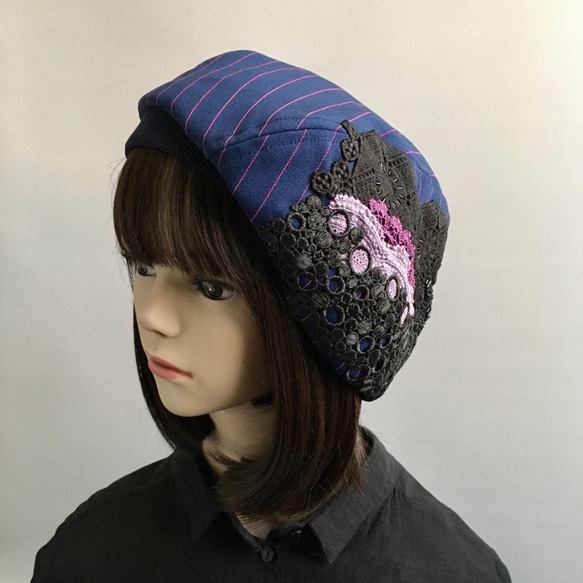 TENDERLOIN ネイビー ストライプ ベレー帽 TENDERLOIN ネイビー ストライプ ベレー帽 TENDERLOIN ネイビー