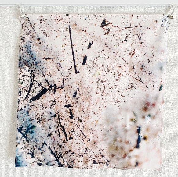 持ち歩ける季節の花　フラワーフォトプリント　大判ハンカチ　桜　(春限定) 1枚目の画像
