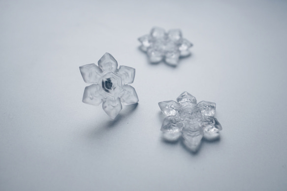 雪、ついてるよ no.06　雪の結晶　ピンブローチ　扇状結晶《2月末まで》 4枚目の画像