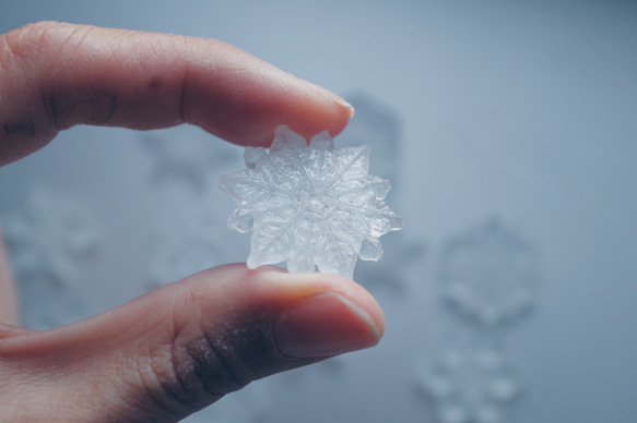 雪、ついてるよ no.07 雪の結晶　ピンブローチ　扇状結晶　《2月末まで》 1枚目の画像