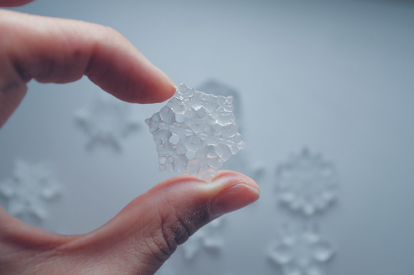 【特集掲載】雪、ついてるよ no.08 雪の結晶　ピンブローチ　扇状結晶《2月末まで》 1枚目の画像