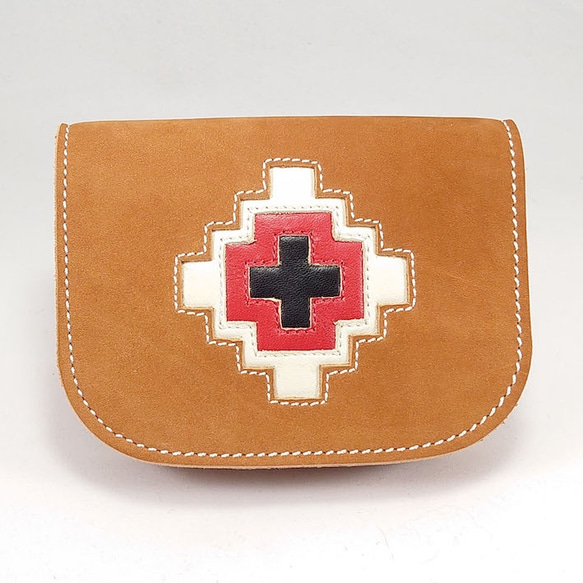 ネイティブ柄 ショートウォレット 革 レザー ウエスタン ウォレット  