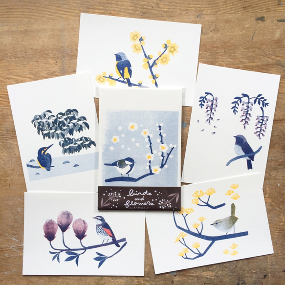 花と鳥のポストカード  A（６枚セット） 1枚目の画像