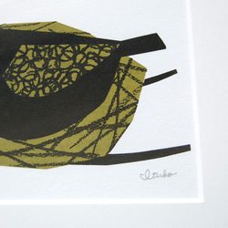 シルクプリント「とり」フレーム付き（大） ◯とり ◯鳥 ◯インテリア ◯北欧 4枚目の画像