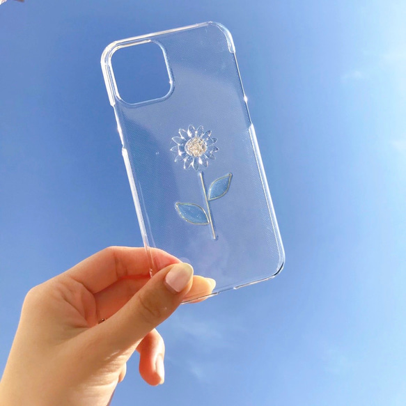 くりあひまわりCASE クリアケース フラワーケース iPhone全機種対応