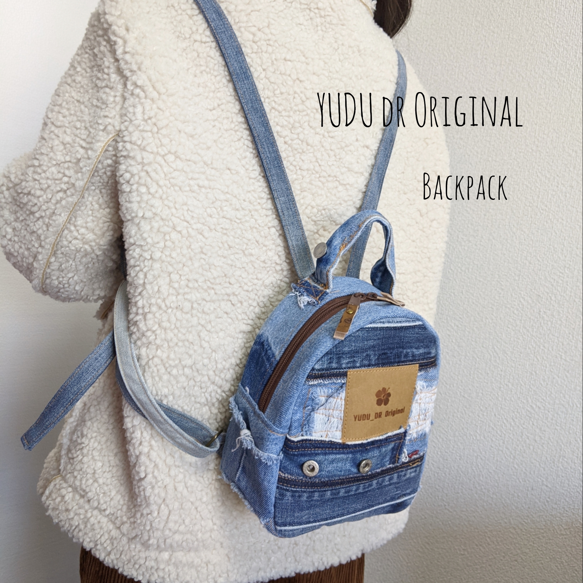 デニムリメイク ミニタリーパグリュック×スカルポーチセット たもて