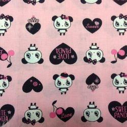 パンダとハートのプリント柄…ピンク系 1枚目の画像