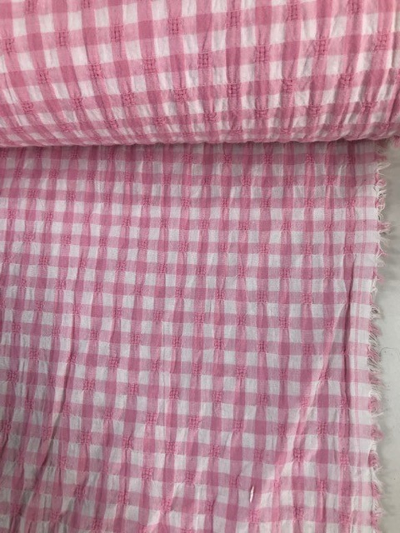 ＜新色＞おしゃれなピンクのシャーリングギンガム 1枚目の画像