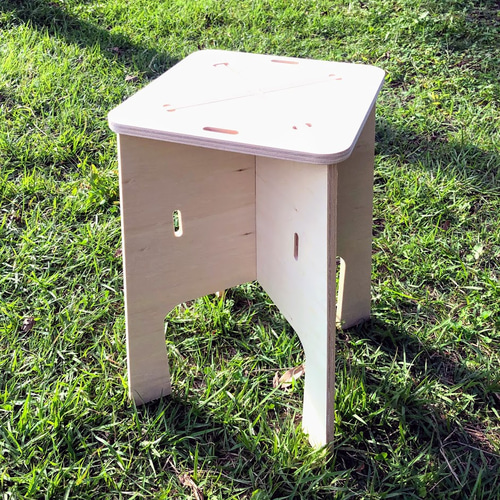 ペケ台』組み立てチェア シナ共芯合板 27㎝角×高さ45㎝ 椅子（チェアー