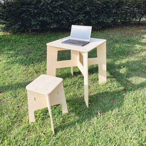 木製チェア 2脚セット 合板製　ペケ台　DIY コンパネ作業台 X脚 組立て式 ペケ台・簡易台(H750×W900mm（1組