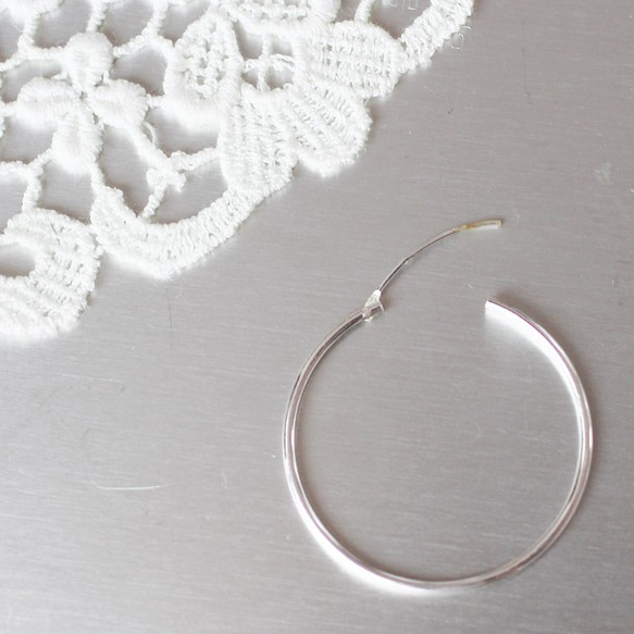 Sterling Silver Hoop Earrings（30ｍｍ）フープ ピアス スターリング シルバー 銀 2枚目の画像