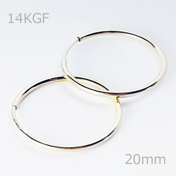 送料無料 -20ｍｍ 14kgf Hoop Earrings - 14k ゴールドフィルド フープピアス 4枚目の画像