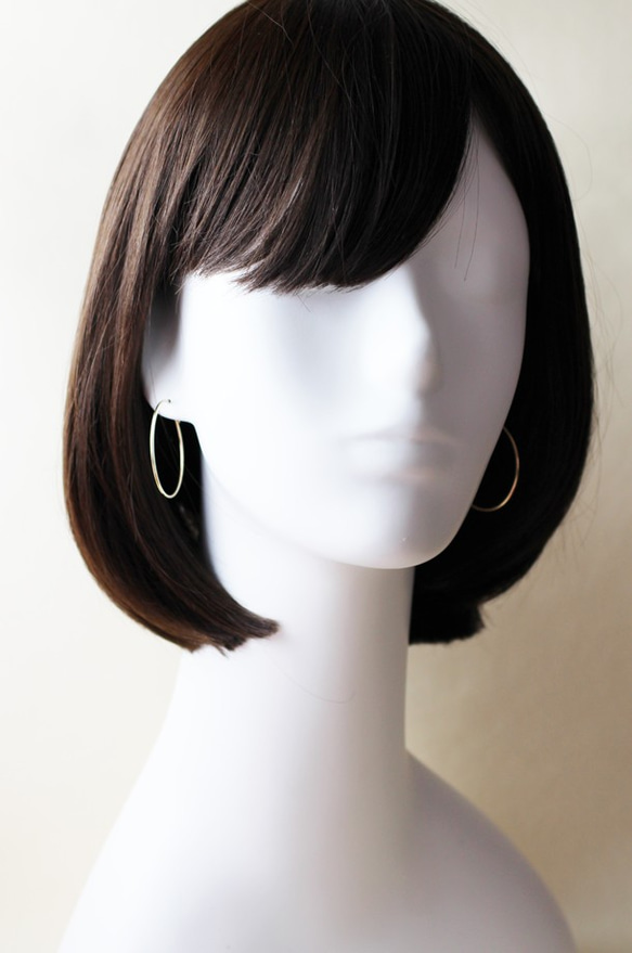 送料無料 - 40ｍｍ 14kgf Hoop Earrings - 14k ゴールドフィルド フープピアス 6枚目の画像