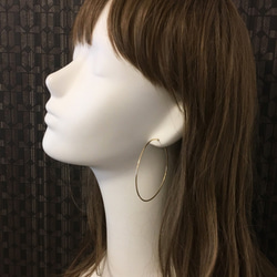 送料無料 - 65ｍｍ 14kgf Hoop Earrings - 14k ゴールドフィルド フープピアス 3枚目の画像