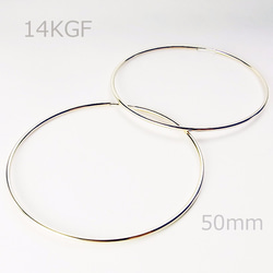 送料無料 - 50ｍｍ 14kgf Hoop Earrings - 14k ゴールドフィルド フープピアス 2枚目の画像