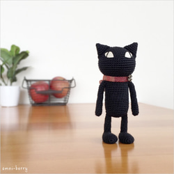 【受注制作】クロネンコ（S/自立型） あみぐるみ 黒猫 ネコ 5枚目の画像